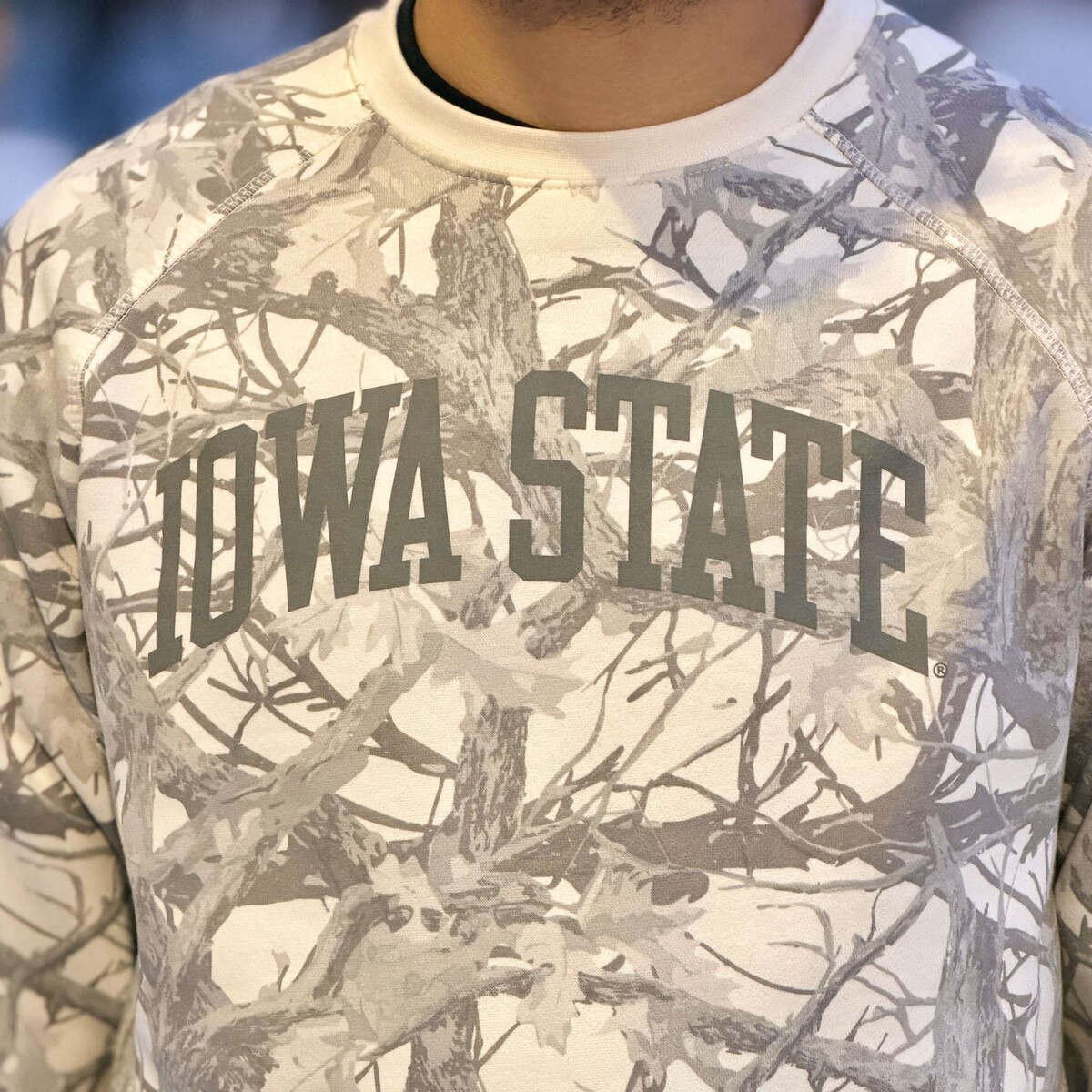 League Iowa State White Camo Crewneck